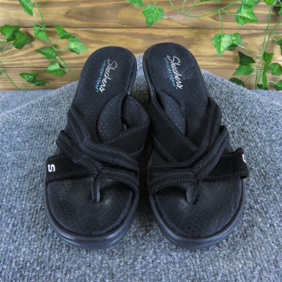 Skechers Women's Memory Foam Flip Flop Black Synthetic 9 Medium Gently Used 2025 - Picture 2 of 6